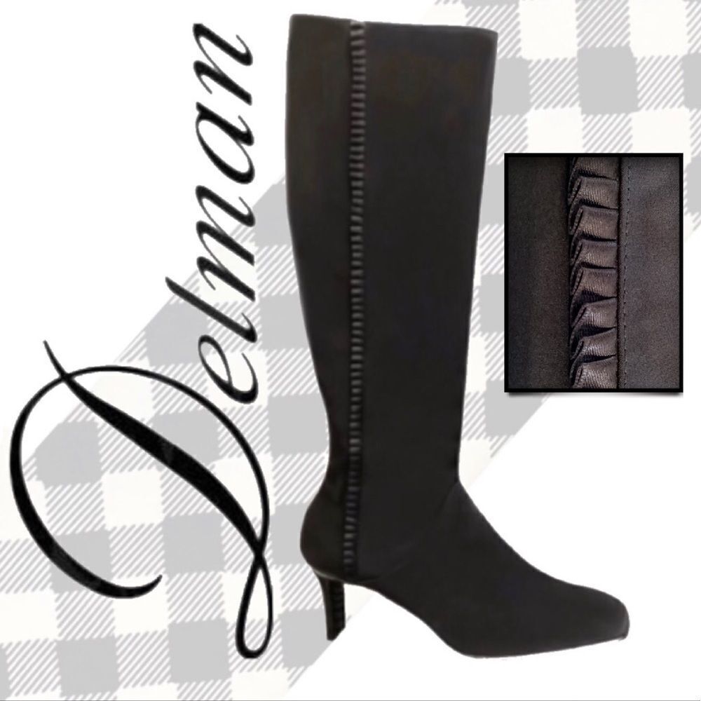 BERGDORF’S DRESS BOOTS DELMAN VINTAGE LEATHER CREPE 10M